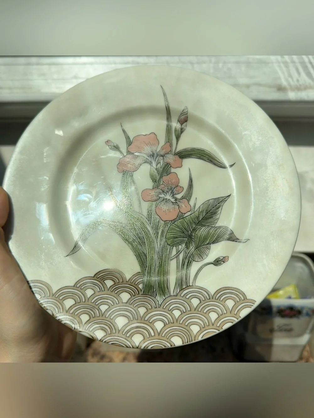 Vintage 1970s Fitz and Floyd Water Iris Porcelain Salad Plates (2)